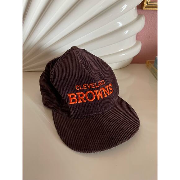 Vintage Snapback Cleveland Browns Corduroy Hat Cap Logo Adjustable Made in USA - Picture 1 of 4
